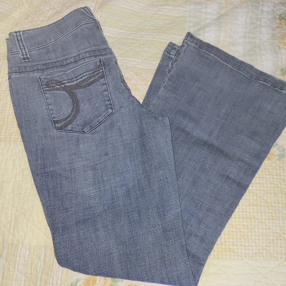 Ruff Hewn Flare Leg Jeans 10 Stretch Denim Jean Boho